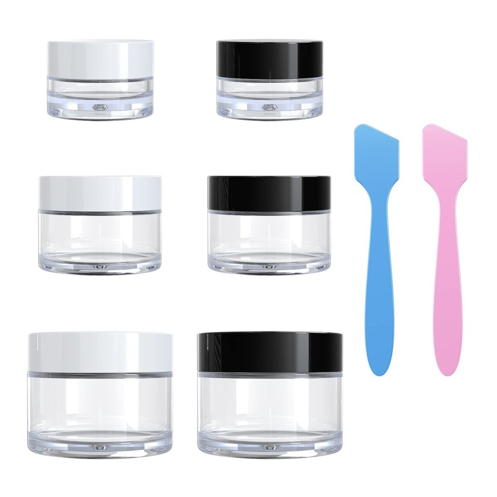 VEAIDE Travel Size Containers for Toiletries, 3 Size 0.17/0.5/1 OZ Small Cosmetic Jars for Makeup Face Creams Moisturizer Lotion, with 2 Pieces Mini Spatulas for Gift (6 Pieces) VEAIDE Travel Size Containers for Toiletries, 3 Size 0.17/0.5/1 OZ Small Cosmetic Jars for Makeup Face Creams Moisturizer Lotion, with 2 Pieces Mini Spatulas for Gift (6 Pieces)
