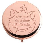 AKTAP Aristocats Gifts Cat Pocket Compact Makeup Mirror Because I\'m a Lady That\'s Why for Cat Lover Gift (M-RIE Cat Pocket Mirror)