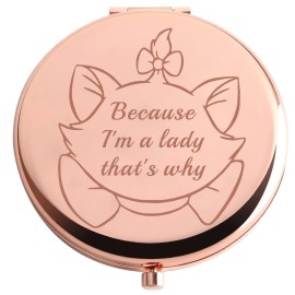 AKTAP Aristocats Gifts Cat Pocket Compact Makeup Mirror Because I\'m a Lady That\'s Why for Cat Lover Gift (M-RIE Cat Pocket Mirror)