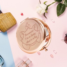 AKTAP Aristocats Gifts Cat Pocket Compact Makeup Mirror Because I\'m a Lady That\'s Why for Cat Lover Gift (M-RIE Cat Pocket Mirror)