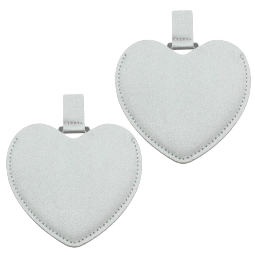 Incauca 2Pcs Stainless Steel Mini Purse Mirror with PU Leather Cover, Heart Shaped Compact Pocket Mirror, Cute Small Travel Makeup Mirror, Unbreakable Portable Mirror for Women Girls (Silver)
