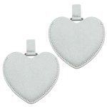 Incauca 2Pcs Stainless Steel Mini Purse Mirror with PU Leather Cover, Heart Shaped Compact Pocket Mirror, Cute Small Travel Makeup Mirror, Unbreakable Portable Mirror for Women Girls (Silver)