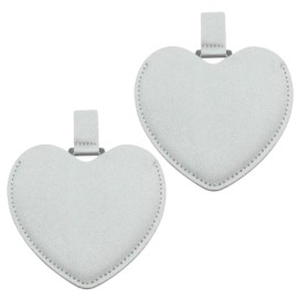 Incauca 2Pcs Stainless Steel Mini Purse Mirror with PU Leather Cover, Heart Shaped Compact Pocket Mirror, Cute Small Travel Makeup Mirror, Unbreakable Portable Mirror for Women Girls (Silver)