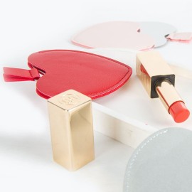 Incauca 2Pcs Stainless Steel Mini Purse Mirror with PU Leather Cover, Heart Shaped Compact Pocket Mirror, Cute Small Travel Makeup Mirror, Unbreakable Portable Mirror for Women Girls (Silver)