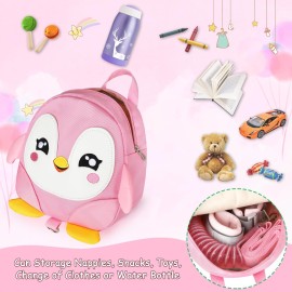 Accmor Toddler Harness Backpack Leash, Cute Penguin Kid Backpacks with Anti Lost Wrist Link, Mini Child Backpack Wristband Tether Strap and Protection Leashes Travel Bag Harness Rein for Baby Girls
