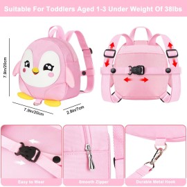 Accmor Toddler Harness Backpack Leash, Cute Penguin Kid Backpacks with Anti Lost Wrist Link, Mini Child Backpack Wristband Tether Strap and Protection Leashes Travel Bag Harness Rein for Baby Girls
