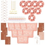Cunno 48 Pcs Bridesmaid Proposal Gift Set with Cosmetic Bags, Scrunchies, Bracelets and Cards in Rose Pink