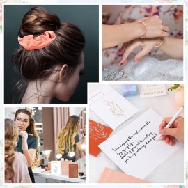 Cunno 48 Pcs Bridesmaid Proposal Gift Set with Cosmetic Bags, Scrunchies, Bracelets and Cards in Rose Pink