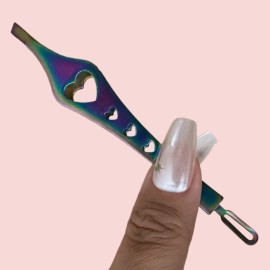 2 in 1 Rainbow Double Ended Tweezers Sharp Slant Precision Tweezer for Eyebrows & Ingrown Hair Removal Skin Care Tool Blackhead Pimple Comedone Remover (1pc)