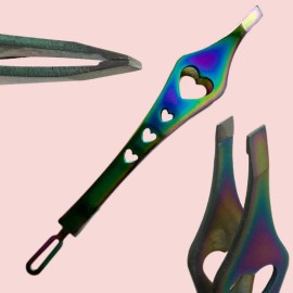 2 in 1 Rainbow Double Ended Tweezers Sharp Slant Precision Tweezer for Eyebrows & Ingrown Hair Removal Skin Care Tool Blackhead Pimple Comedone Remover (1pc)