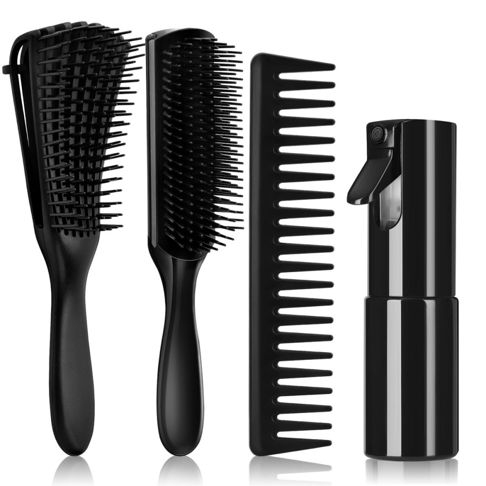 Hommtina 4pcs Detangling Brush Set Getting Shine and Makes Hair Smooth, Curly Hair Brush for Adult & Kids Wet or Dry Hair (3 PCS, Black+Black) Hommtina 4pcs Detangling Brush Set Getting Shine and Makes Hair Smooth, Curly Hair Brush for Adult & Kids Wet or Dry Hair (3 PCS, Black+Black)