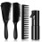 Hommtina 4pcs Detangling Brush Set Getting Shine and Makes Hair Smooth, Curly Hair Brush for Adult & Kids Wet or Dry Hair (3 PCS, Black+Black)