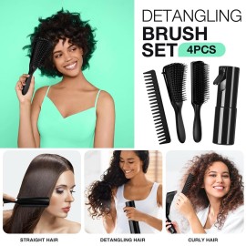 Hommtina 4pcs Detangling Brush Set Getting Shine and Makes Hair Smooth, Curly Hair Brush for Adult & Kids Wet or Dry Hair (3 PCS, Black+Black) Hommtina 4pcs Detangling Brush Set Getting Shine and Makes Hair Smooth, Curly Hair Brush for Adult & Kids Wet or Dry Hair (3 PCS, Black+Black)