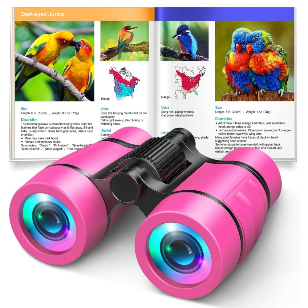 Toys for 3-7 Year Old Girls: LET\'S GO! Binoculars for Kids Bird Watching|Hiking|Camping 4 5 6 7 8 Year Old Girl Boy Birthday Gifts Outdoor Learning Toy for Kid Ages 4-6 Toddler Gift Stuffers