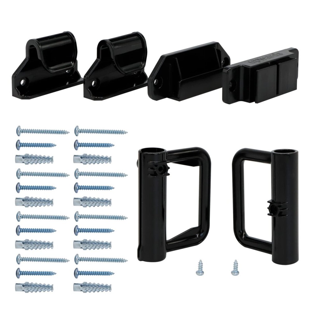 WOMHOM Retractable Baby Gates Replacement Parts Kit (Black) Extra Wide Baby Gate Full Set Wall Mounting Accessories with Brackets Anchors and Screws Retractable Dog Gate Accessories