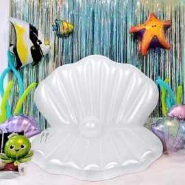 Zcaukya Inflatable Seashell Pool Float, Giant Clam Air-Filled Toys with Pearl Ball for Kids Birthday Party Swimming Pool Summer Beach Party Mermaid Ocean Theme Party Decor
