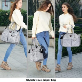 SUPROMOMI Diaper Tote: Large Baby Bag for Boy Girl,Shoulder Mommy Bag Can Make Twins and 2 Kids Nappy Package Mom Hospital Use Grey