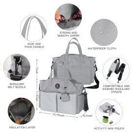 SUPROMOMI Diaper Tote: Large Baby Bag for Boy Girl,Shoulder Mommy Bag Can Make Twins and 2 Kids Nappy Package Mom Hospital Use Grey