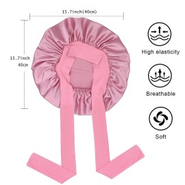 Satin Bonnet Silk Bonnet Hair Bonnet for Sleeping Large Bonnets with Tie Band Hair Wrap with Adjustable Straps Hair Cap Night Sleep Caps for Women Curly Braid Hair(Black,Dark Pink) Satin Bonnet Silk Bonnet Hair Bonnet for Sleeping Large Bonnets with Tie Band Hair Wrap with Adjustable Straps Hair Cap Night Sleep Caps for Women Curly Braid Hair(Black,Dark Pink)