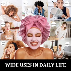 Satin Bonnet Silk Bonnet Hair Bonnet for Sleeping Large Bonnets with Tie Band Hair Wrap with Adjustable Straps Hair Cap Night Sleep Caps for Women Curly Braid Hair(Black,Dark Pink) Satin Bonnet Silk Bonnet Hair Bonnet for Sleeping Large Bonnets with Tie Band Hair Wrap with Adjustable Straps Hair Cap Night Sleep Caps for Women Curly Braid Hair(Black,Dark Pink)