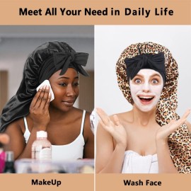 2pcs Long Satin Bonnets with Tie Band, Large Braid Bonnet Silky Hair Cap for Locs Women Sleeping, B 2pcs Long Satin Bonnets with Tie Band, Large Braid Bonnet Silky Hair Cap for Locs Women Sleeping, B