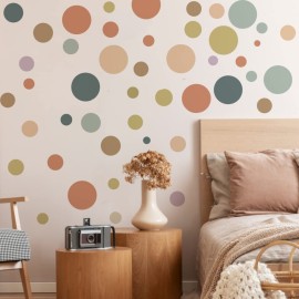 Runtoo Colorful Polka Dot Wall Decals Boho Modern Abstract Wall Art Stickers Circle Window Clings Living Room Girls Bedroom Kids Nursery Home Decor