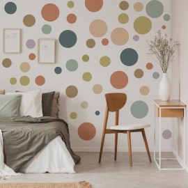 Runtoo Colorful Polka Dot Wall Decals Boho Modern Abstract Wall Art Stickers Circle Window Clings Living Room Girls Bedroom Kids Nursery Home Decor