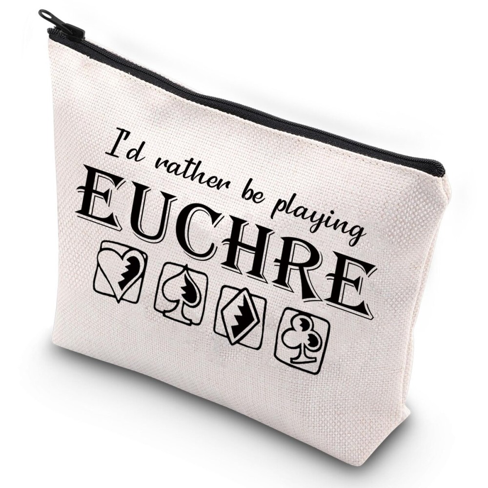 G2TUP Euchre Player Makeup Bag Euchre Game Bag I\'d Rather be Playing Euchre Card Game Gift Pouch (Euchre Makeup Bag)