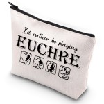 G2TUP Euchre Player Makeup Bag Euchre Game Bag I\'d Rather be Playing Euchre Card Game Gift Pouch (Euchre Makeup Bag)