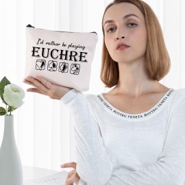 G2TUP Euchre Player Makeup Bag Euchre Game Bag I\'d Rather be Playing Euchre Card Game Gift Pouch (Euchre Makeup Bag)