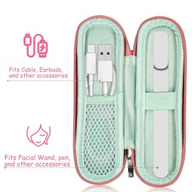 Portable Hard Carrying Case for Solowave 4 in 1 facial wand, Solawave wand for face Protective Bag Storing USB Cable, Hard Case Facial Wand with Zipper and Hanging Rope (Pink)