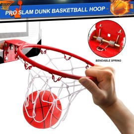 Indoor Over Door Mini Basketball Hoop Set for Kids Adults, Upgrade Wall Mount Basketball Hoop for Wall with Large Dunk Rim, Room Basketball Hoops Game with 4 Small 6 Balls Gift for Boys Girls Teen