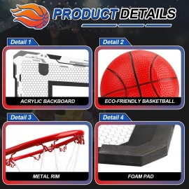 Indoor Over Door Mini Basketball Hoop Set for Kids Adults, Upgrade Wall Mount Basketball Hoop for Wall with Large Dunk Rim, Room Basketball Hoops Game with 4 Small 6 Balls Gift for Boys Girls Teen