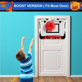 Indoor Over Door Mini Basketball Hoop Set for Kids Adults, Upgrade Wall Mount Basketball Hoop for Wall with Large Dunk Rim, Room Basketball Hoops Game with 4 Small 6 Balls Gift for Boys Girls Teen