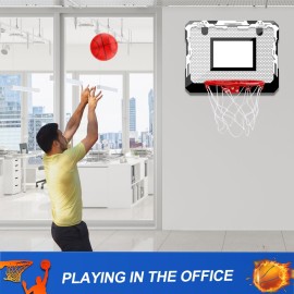 Indoor Over Door Mini Basketball Hoop Set for Kids Adults, Upgrade Wall Mount Basketball Hoop for Wall with Large Dunk Rim, Room Basketball Hoops Game with 4 Small 6 Balls Gift for Boys Girls Teen