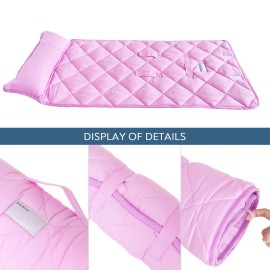 Toddler Nap Mat with Blanket, Kids Mat for Toddler Boys Girls, Nap Mat for Daycare, Preschool, Kindergarten, Kids Sleeping Bag, Super Soft and Cozy, Violet, 21 x 50