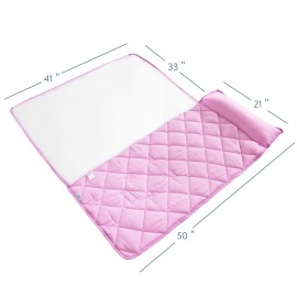 Toddler Nap Mat with Blanket, Kids Mat for Toddler Boys Girls, Nap Mat for Daycare, Preschool, Kindergarten, Kids Sleeping Bag, Super Soft and Cozy, Violet, 21 x 50