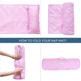 Toddler Nap Mat with Blanket, Kids Mat for Toddler Boys Girls, Nap Mat for Daycare, Preschool, Kindergarten, Kids Sleeping Bag, Super Soft and Cozy, Violet, 21 x 50