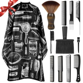 12PCS Hair Cutting Comb Set - Barber Combs for Men & Stylists - Barber Cape with Adjustable Neck Size & Neck Duster Brush 12PCS Hair Cutting Comb Set - Barber Combs for Men & Stylists - Barber Cape with Adjustable Neck Size & Neck Duster Brush