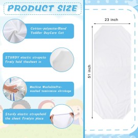 Newwiee 16 Pcs Standard Size Daycare Cot Sheet Bulk 20 x 48 White Breathable Microfiber Nap time Sheet Cot Bed Fitted Sheet Cover for Preschool Kid Child Children Toddler Boy Girl Back to School