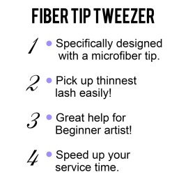 Fiber Tip Lash Tweezers For Eyelash Extension Tweezers Professional Artist Tech Work Kit Tools,Best Volume Eyelash Lashes Extensions Purple Tweezers Precision Supplies(C Curved)