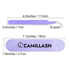 Fiber Tip Lash Tweezers For Eyelash Extension Tweezers Professional Artist Tech Work Kit Tools,Best Volume Eyelash Lashes Extensions Purple Tweezers Precision Supplies(C Curved)