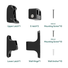 Hole Mounting Kit for Babelio 26-43 Auto Close Baby/Dog Gate for Stairs, Contains Screws, Black