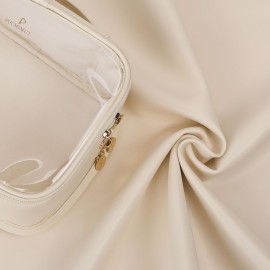 Pocmimut Clear Makeup Bag,Double Layer Large Cosmetic Bag with Makeup Brush Bag,TSA Approved Toiletry Bag Makeup Case Car Accessories Travel Essentials Organizers for Women,Begie