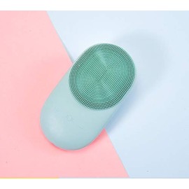 Facial Cleansing Brush, Sonic Waterproof Cleansing Brush(8 Adjustable Speeds) Effectively Cleans and Exfoliates, Soft Silicone Heated Massage Helps Open pores&Import Essence, Relieve Fatigu (Green)