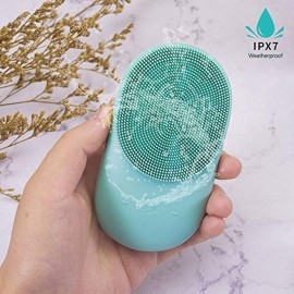 Facial Cleansing Brush, Sonic Waterproof Cleansing Brush(8 Adjustable Speeds) Effectively Cleans and Exfoliates, Soft Silicone Heated Massage Helps Open pores&Import Essence, Relieve Fatigu (Green)
