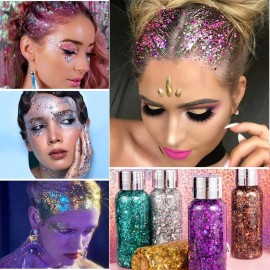 MEICOLY Pink Face Body Glitter,Sparkling Chunky Hair Glitter,Mermaid Face Glitter,Body Glitter for Women and Girls MEICOLY Pink Face Body Glitter,Sparkling Chunky Hair Glitter,Mermaid Face Glitter,Body Glitter for Women and Girls