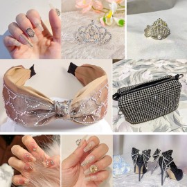 Beadsland 8300PCS Flatback Rhinestones, Clear Rhinestone Nail Gems Round Crystal Rhinestones for Crafts, Mixed 10 Sizes with Wax Pencil and Tweezer Kit, SS3-SS30, Crystal