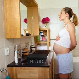 Moorfowl Butt Wipes Dispenser for Bathroom, Upgrade Size(8.2L x 4.9W x 3.9H inches), Large Capacity Flushable Wipes Holder Container for Restroom