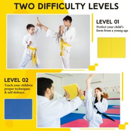Lenwen 4 Pcs Taekwondo Training Set, 2 Rebreakable Taekwondo Breaking Boards & 2 Kick Pads for Martial Arts Training Karate Equipment Punching Target Youth Beginners(Red-Yellow-Blue,0.24\'\',0.31\'\')